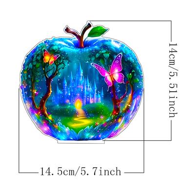 1 Stück Acryl Landschaftsmuster Dekoration 2D Apfel Tischornamente Regalornament Für Zuhause DIY Zubehör