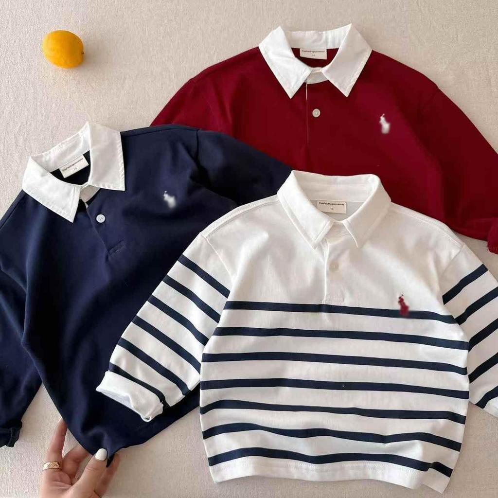 Kids' Striped Long-Sleeve Polo - 2025 Spring Collection for Boys & Girls