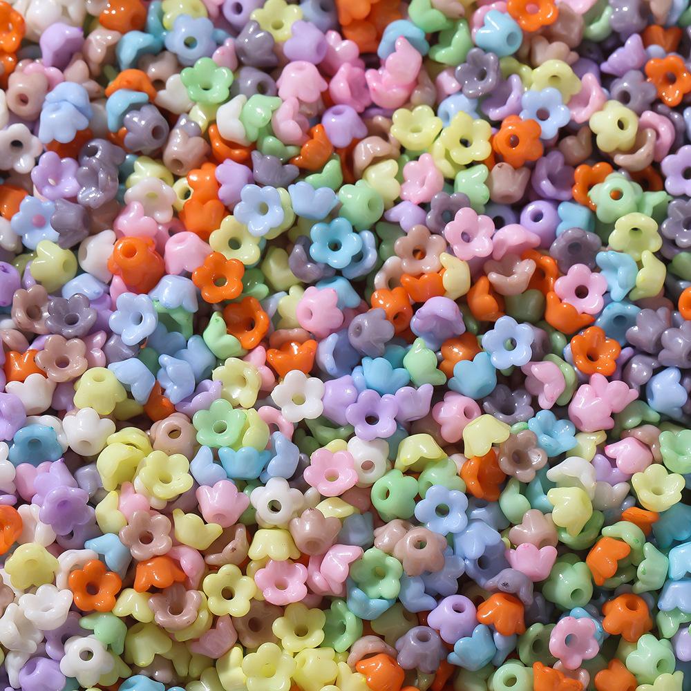 100Pcs 9mm Small Flower Beads Handmade DIY Bracelet Necklace Beaded Jewelry Accessories