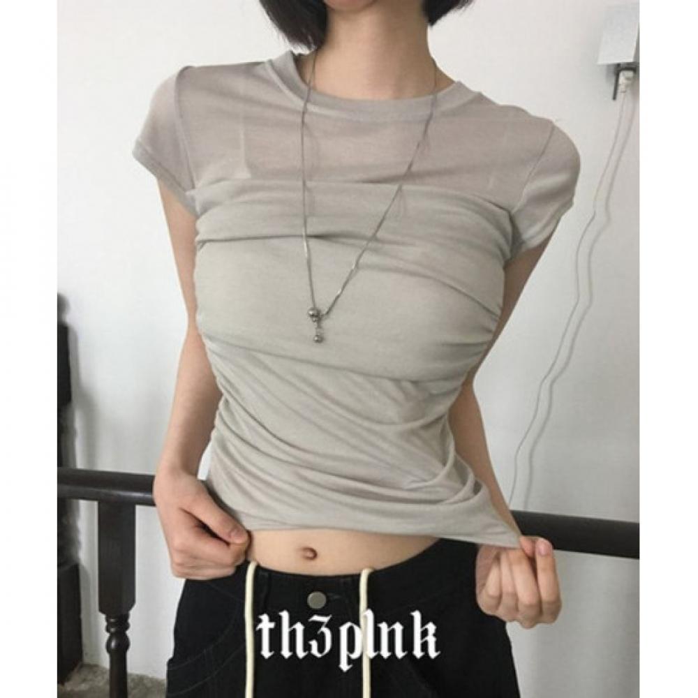The Pink Slim FiT Sheer Layered ShorT Sleeve T shirT