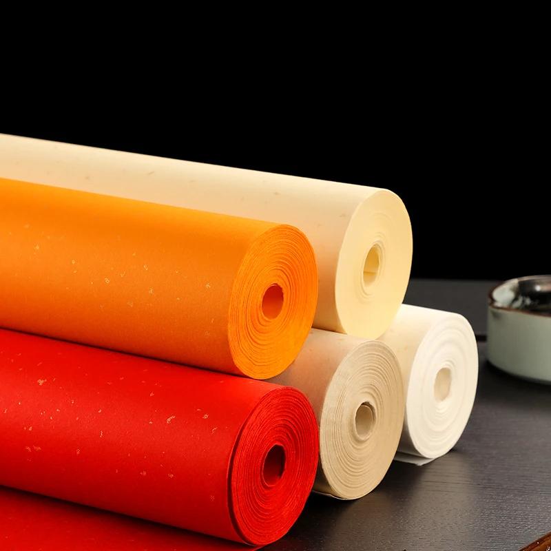 Chinese Japanese Calligraphy Paper Roll Half Raw Ripe Sumi Paper Maobian Xuan Paper Without Grids Bamboo Writing Paper Roll