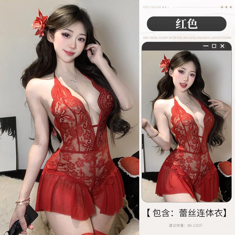 New seduction women's erotic underwear transparent lace sexy pure desire onesie passion open crotch free women