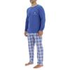 Ensemble Pyjama long homme en popeline à carreaux et Logo poitrine