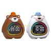 KX4B Cartoon Bear Alarm Clock With Ambients Lighting Customizable Timer Function Silicones PVC Kids Room Decors Nightlight