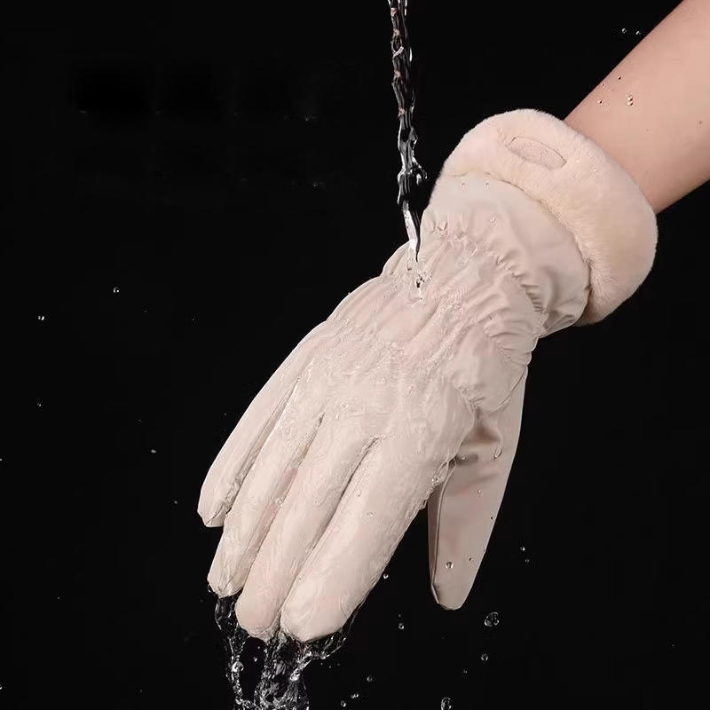 Women Winter Thickened Windbreak Ski Gloves Warm Waterproof Touch-Screen Gloves For Riding Skiing Outdoors Sport