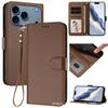 Etui z klapką ze skóry gładkiej na smyczy do OPPO A98 A97 A96 A95 A93 A80 A79 A78 A77 A76 A74 A73 A72 A60 Portfel z paskiem na nadgarstek Pokrowiec na 3 karty