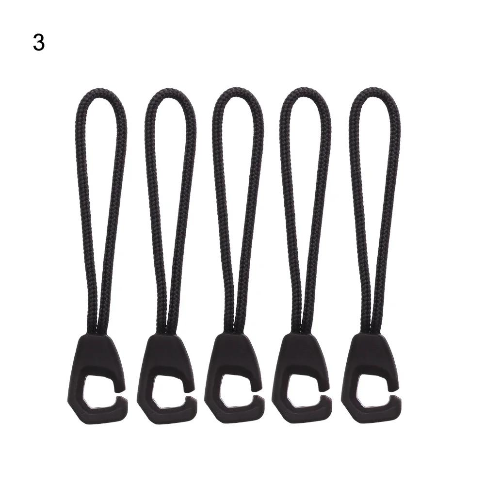 5Pcs Zipper Pull Puller End Fit Rope Tag Fixer Zip Cord Tab Replacement Clip Broken Buckle for Travel Bag Suitcase Tent