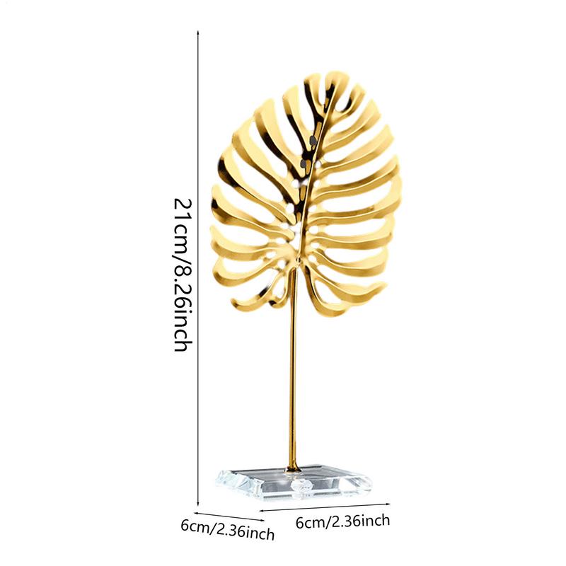 Metal Leaf Decor 21cm/8.26inches Iron Leaf Statue With Base Household Table Decoration Aesthetic Home Table Centerpieces For