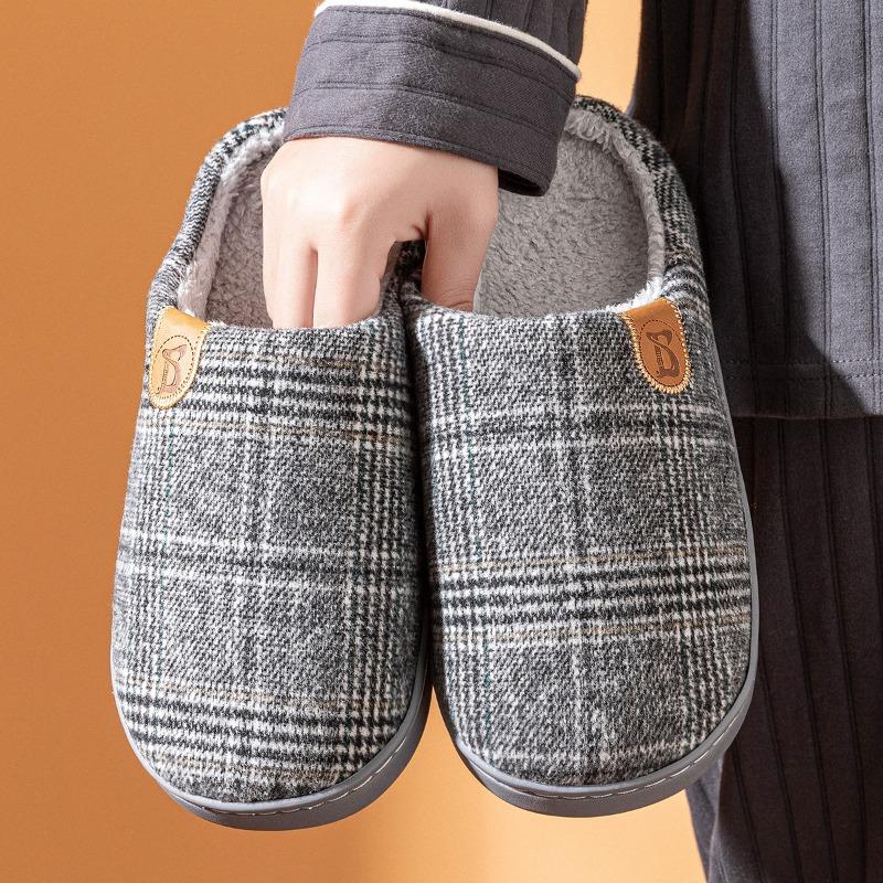 Extra Large Size Cotton Slippers Men's Autumn and Winter New Indoor Home 46 Thick Bottom Non-slip 47 Thermal Slippers