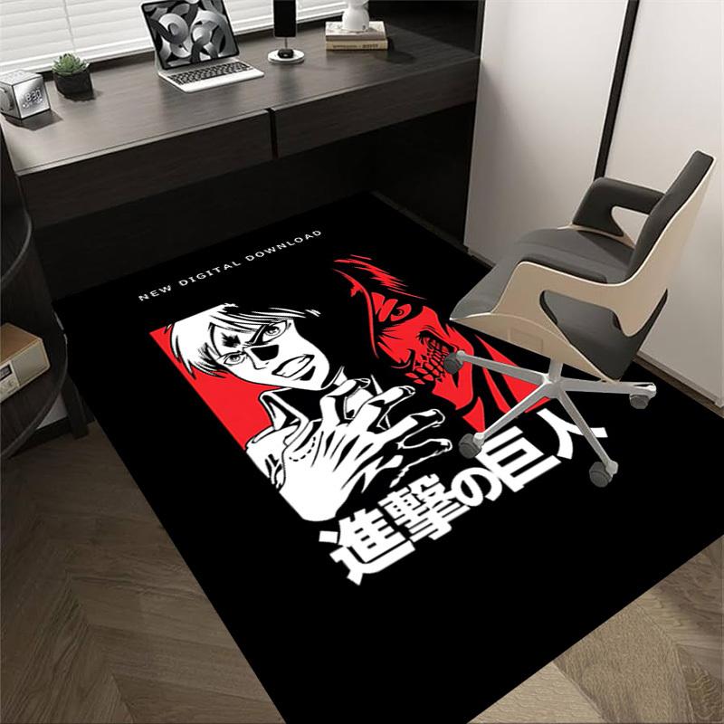 1pc Attack On Titan Home Office, Durable Polyester Floor Mat with Easy, Office Decor, Urban Style, Nonslip Backing, Highquality Fabric