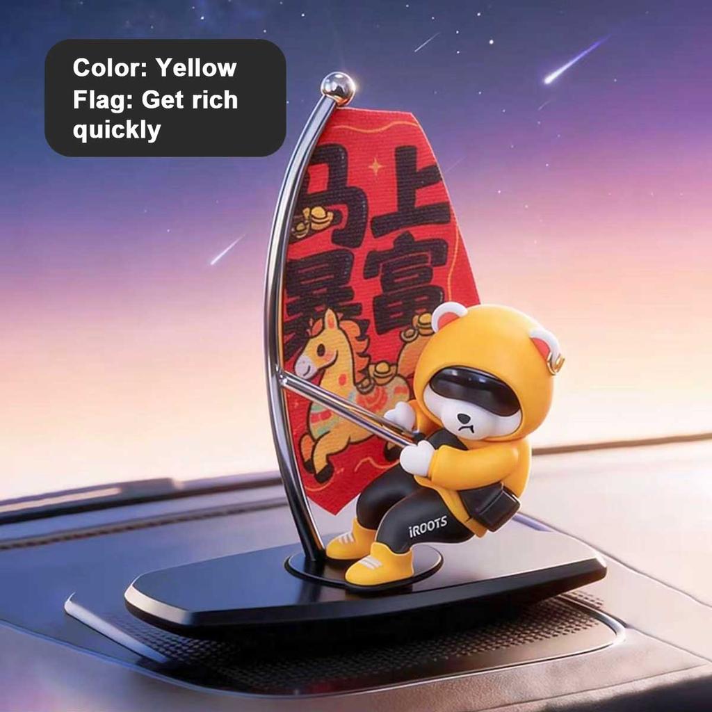 1 Stück Auto-Wackel-Surfer-Bär Kreatives Ornament für Auto-Mittelkonsole Autozubehör
