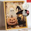 Halloween Pearl Painting Art Full Pearl Handmade Diy Home Decorations Featuring Ghost Pumpkin Witch Hat Black Cat Lantern
