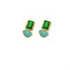 Sterling Silver Geometric Emerald Stone Earrings - European & American Retro Design