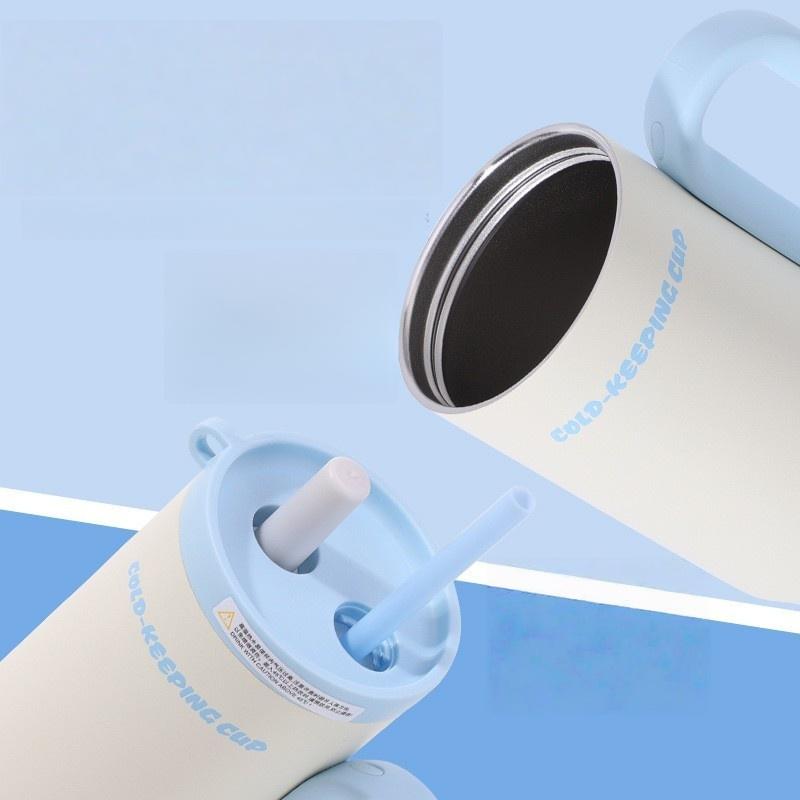 1Pcs 750Ml Large Capacity Coffee Cup Portable Water Cup With Straw 316 Stainless Steel Insulated Cup Cold & Retention