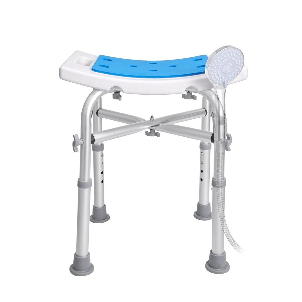 Shower Chair, Adjustable Height Shower Stool with Crossbar Support, Shower Seat for Inside Shower or Tub, Non-Slip Bench Bathtub Stool Seat for