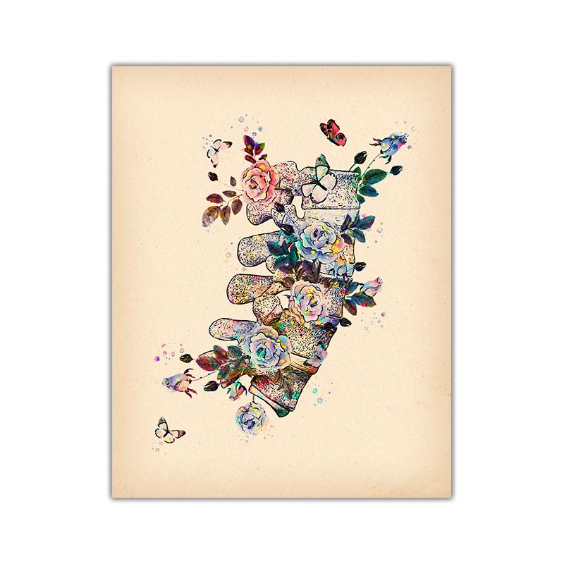 

Скандинавская картина на холсте, принт, настенная картина, декор для гостиной, анатомия человека, медицинский цвет, цветы, бабочка, ностальгический постер 30x40cm No Frame