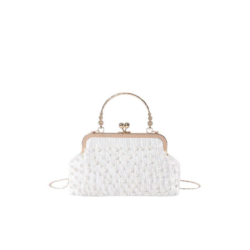 Dámská elegantní crossbody kabelka s kamínky na rameno, skořápka, jaro 2025