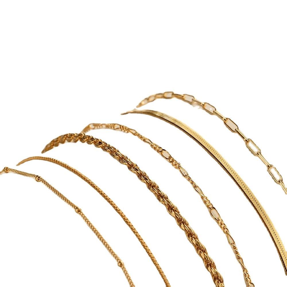 SHEIN Women's 6-Piece Fashion Bracelet Set with Alloy Beads and Box Chain