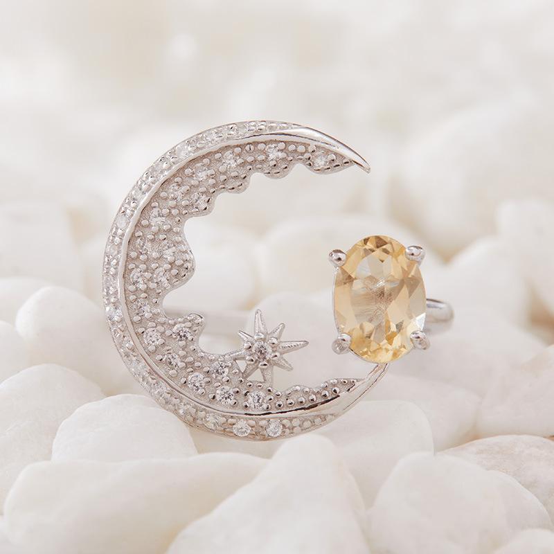 Natural Amethyst Citrine Ring Women'S Color Treasure Pomegranate Topa Transparent Peridot Moon Index Finger Ring