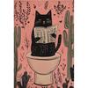 Funny Black Cat Animals On The Toilet Reading Poster Bath Prints Canvas Painting Wall Art Pictures for Toilet WC Home Decor