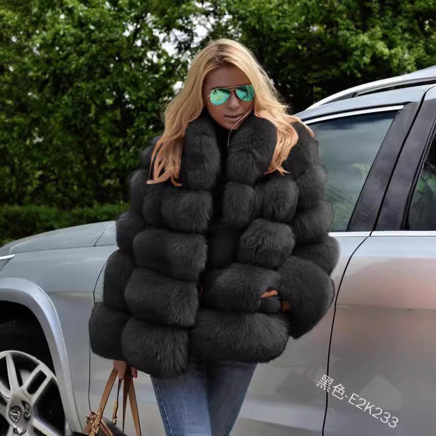 European and American Winter Loose-Fit Rabbit Fur Jacket Coat