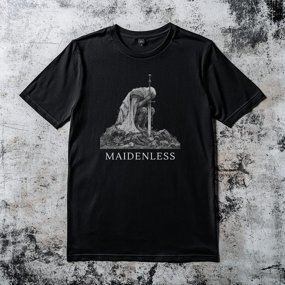 

Футболка «Без девы» | Футболка с забавным мемом из видеоигры Elden Ring | Унисекс 2XL