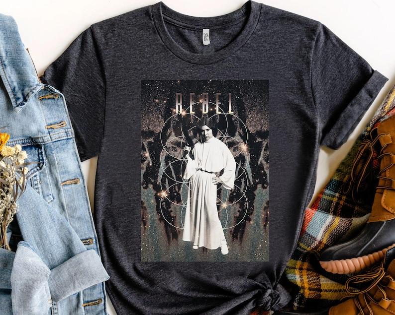 Star Wars Princess Leia Rebel Bleached Retro Shirt, Galaxy s Edge Holiday Trip Unisex T-shirt Family Birthday Gift Adult Kid Toddler Tee 120