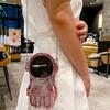 3D Astronaut Mirror Makup Clear Crossbody Phone Case For iPhone 16 15 14 Plus 13 12 11 Pro Max Glitter Shockproof Cover