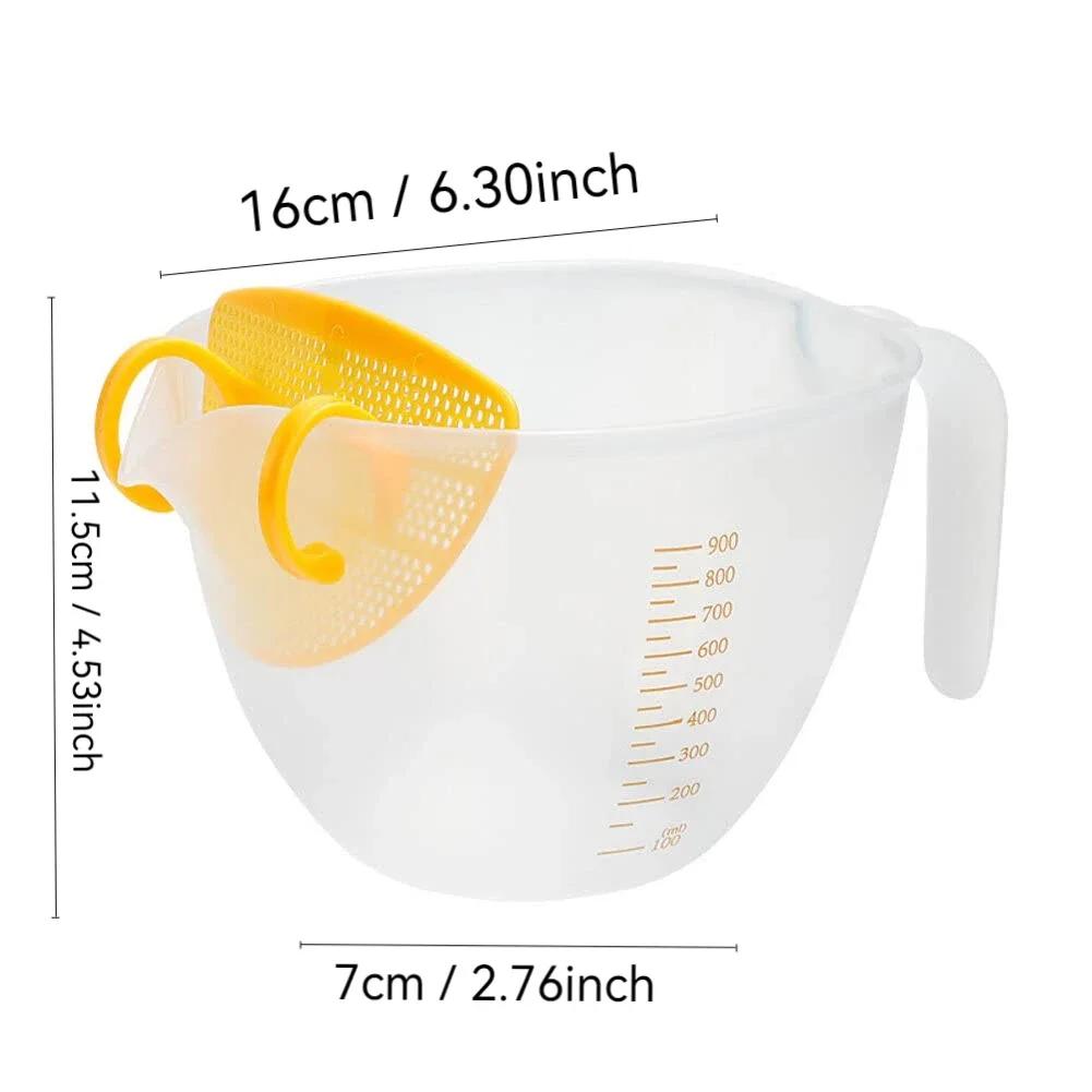 500/1000ML livsmedelsgodkänd mätkopp med handtag, silkopp, äggvisp med sil, korg för sköljning av ris och frukt
