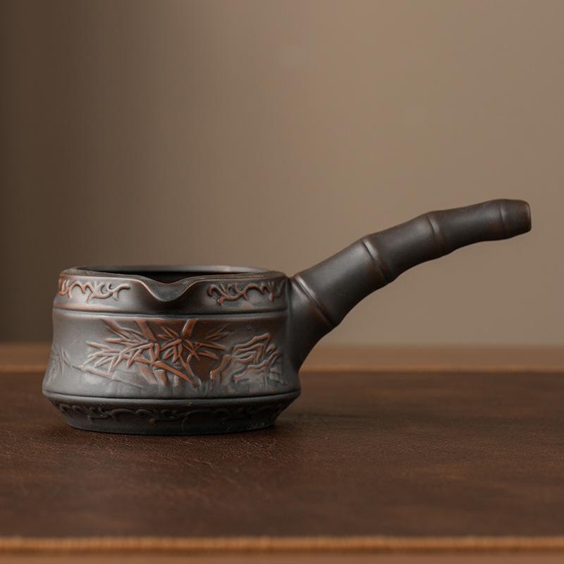 Purple pottery side handle fair cup household tea moisture tea set tea sea relief high-end ceramic tea cup kung fu tea set accessories