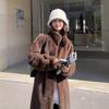 Womens Long Faux Fur Coat Thick Stand Collar Warm Winter Outerwear Elegant Casual Daily Wear