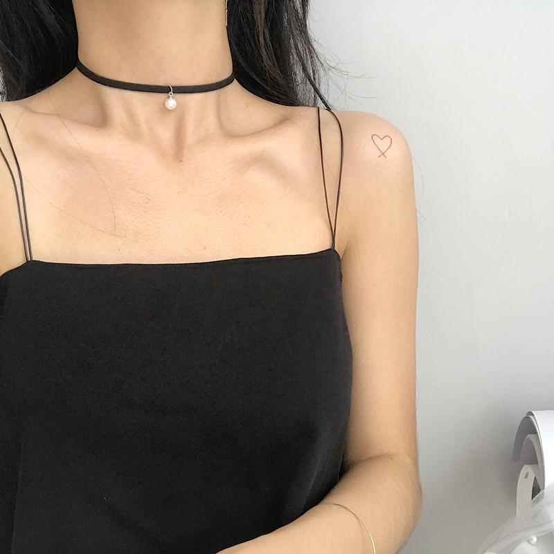 Chocker Pearl Collar Necklace Leather Rope Necklace Stainless Steel Metal Choker Collarbone Chain Neck