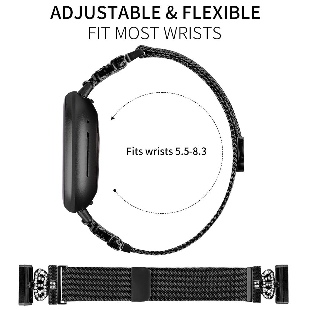 Pro Fitbit Versa 4/Sense 2 Milánský tah Magnetická korunka Zapínání Nerezový řemínek