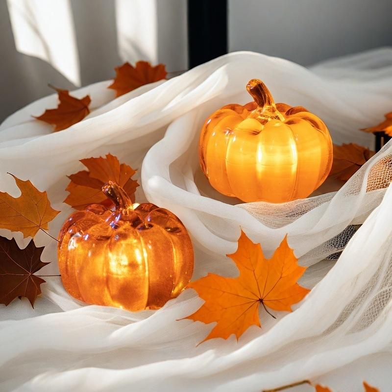 1-10PCS LED Glowing Pumpkin Halloween Decorations Tabletop Ornaments Spooky Props for Haunted House Party Home Desktop Display