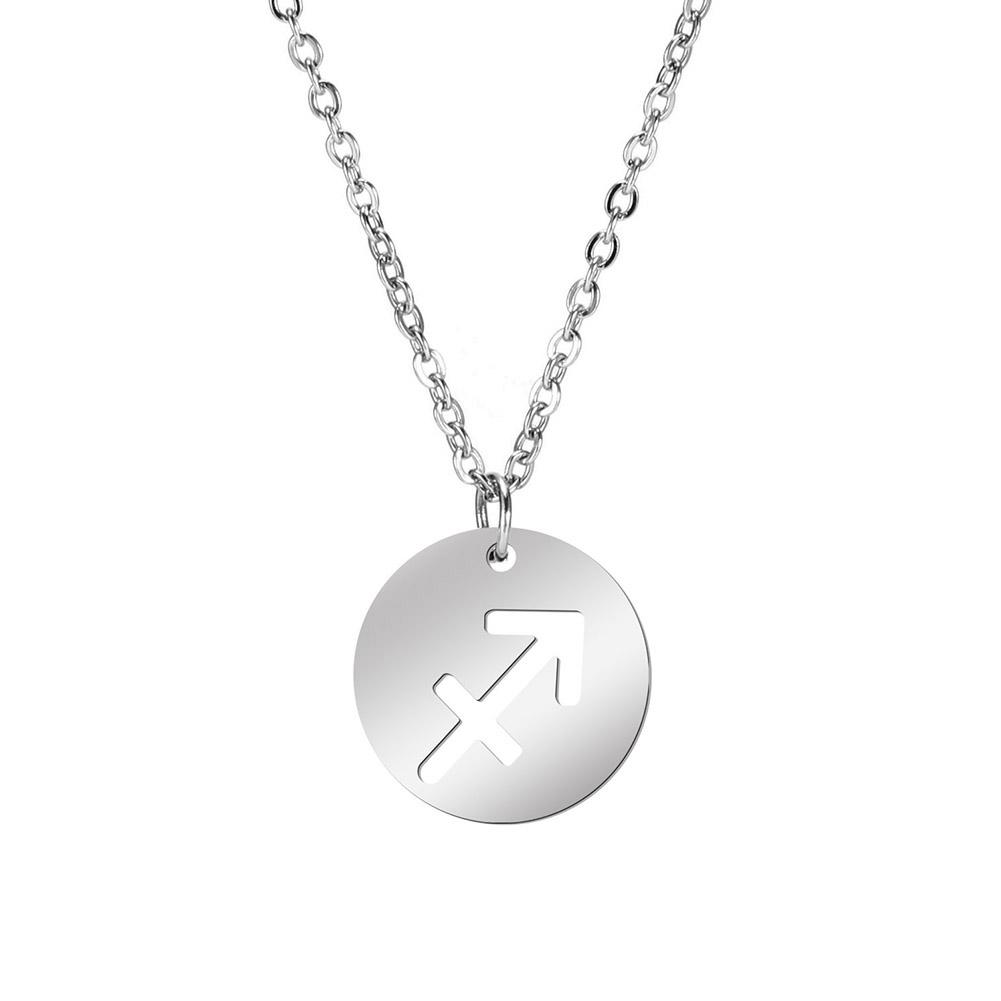 Lemegeton Zodiac Women's Necklace 12 Constellations Stainless Steel Pendant Choke Astrology Aries Leo Ring Jewelry Birthday Gift