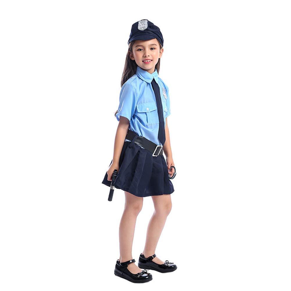 Suerba Kids Police Halloween Police Costume Costume, 5-Piece Set, Girls' (Small)