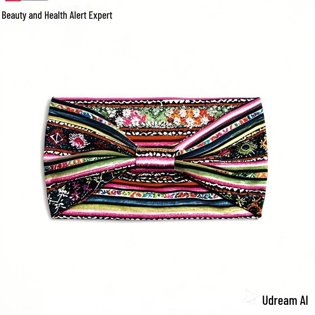 Bohemian Striped Yoga Headband - Sweat-Absorbing, Elastic Cotton for Ladies