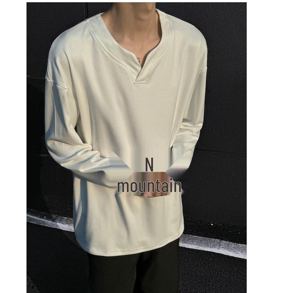 Unisex Solid V-Neck Knitwear: Korean Style Versatile Casual Top