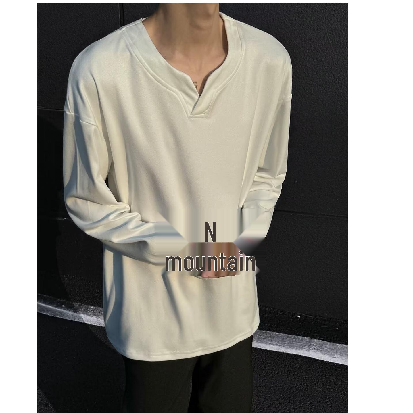 Unisex Solid V-Neck Knitwear: Korean Style Versatile Casual Top M белый