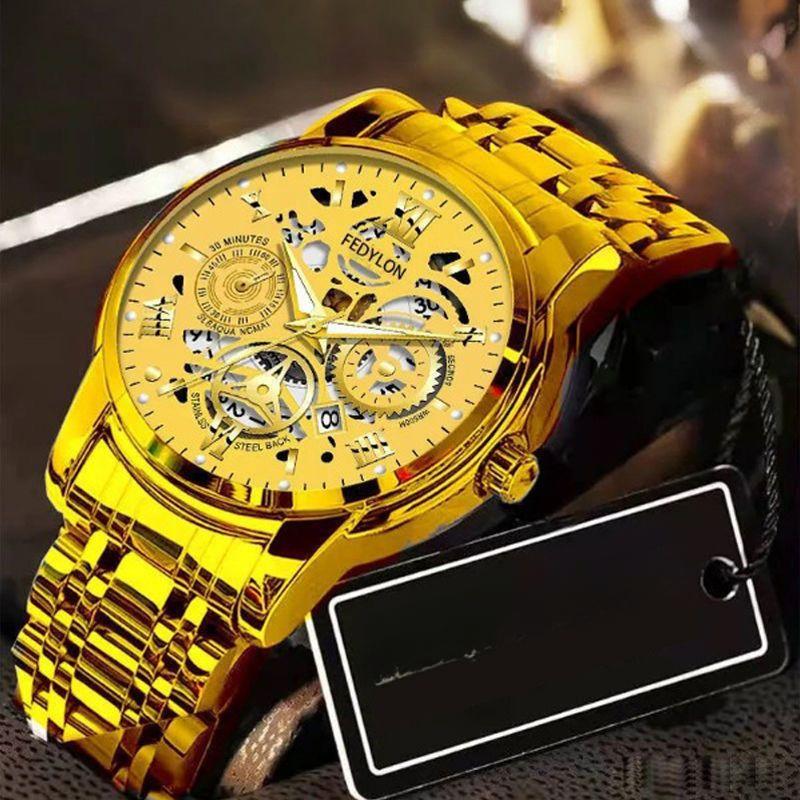 Men's Fully Automatic Mechanical Waterproof Glow-in-the-dark Calendar Trend Student Belt Watch Hollow Quartz Business