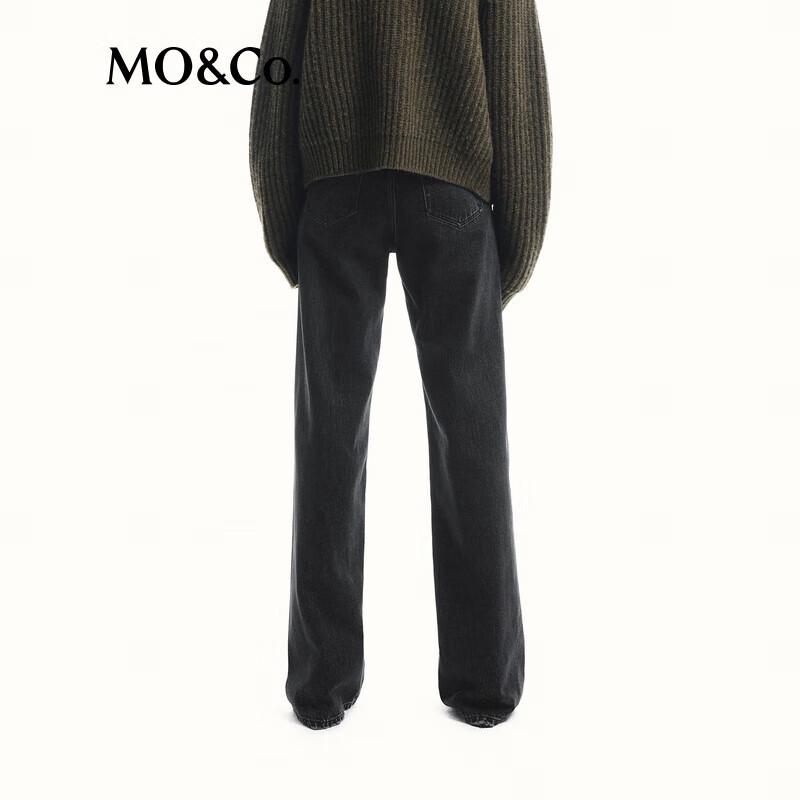 MO&Co. Mid-Low Waist Loose Straight Black Denim Jeans