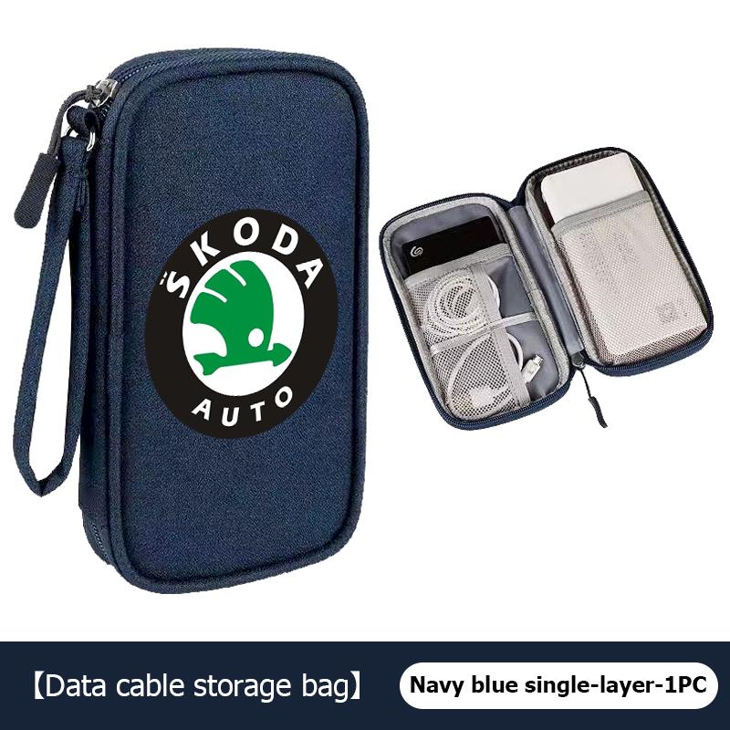 

Car Styling Digital Storage Bag Oxford Cloth Cable Tools Travel Purse For Skoda Kamiq Karoq Octavia 2 3 Rapid Scala Kami Fabia