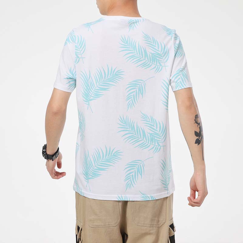 Puma Leaf Print Casual Sport Crew Neck Short Sleeve T-Shirt Men Tops Light-Blue 845859-02