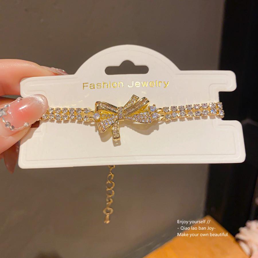 Fashion Zircon Double Layer Butterfly Charm Bracelet For Women Gift Wefare