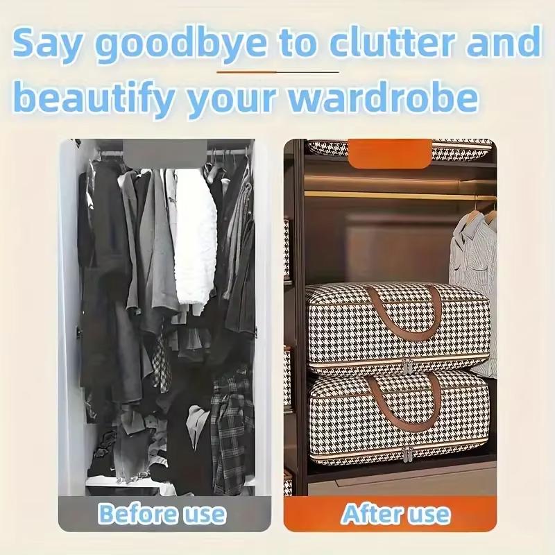 1pc Non-woven Fabric Quilt Storage Bag Large Capacity Portable Luggage Bag Foldable With Handle Packing Bag Clothes Organizer