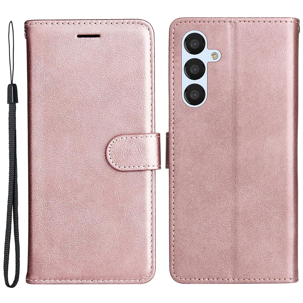 For Samsung Galaxy S23 FE Case Solid Color Leather Mobile Cover Wallet Stand with Strap