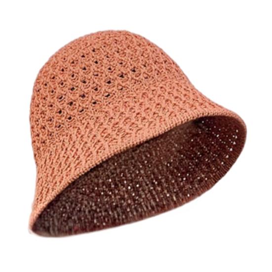 Women Hat Breathable Hollow Pure Color Summer Basin Design Fisherman Hat Outdoor