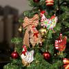 Funny Scarf Chicken Hanging Pendant Wooden Christmas Tree Pendant for 5pcs Xmas Tree