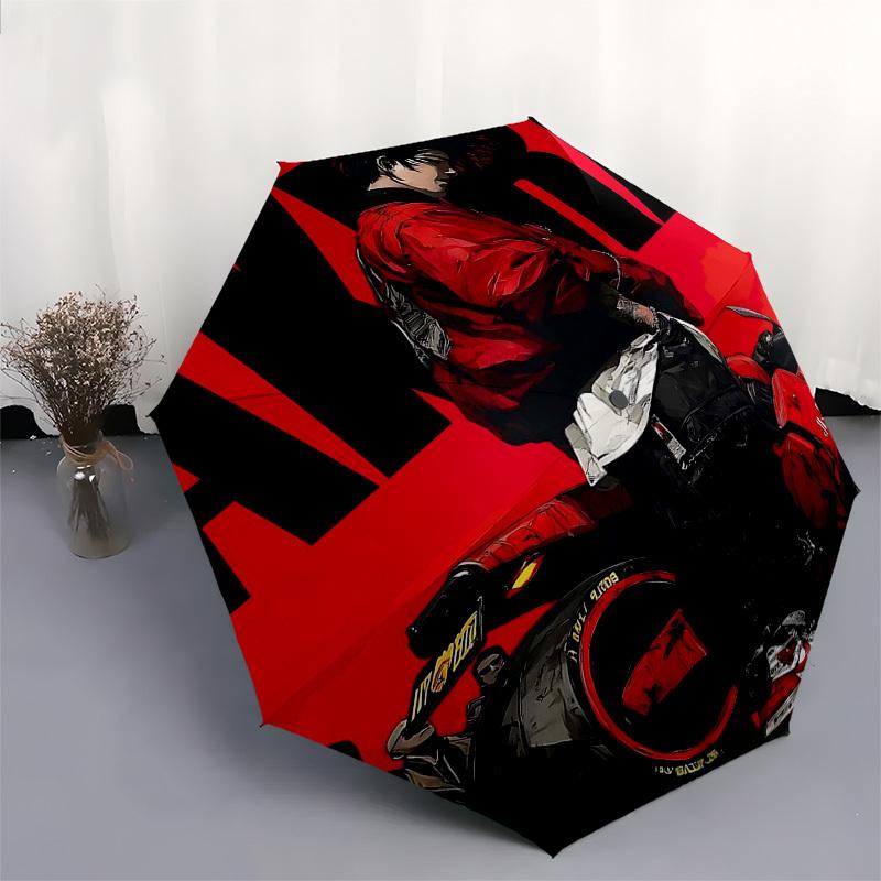 1pc Akira Anime Character Outdoor Umbrella - Automatic Opening/Closing, Portable 3-Fold Design with 8-Rib Iron Frame - Perfect Gift for Fans, Traveler