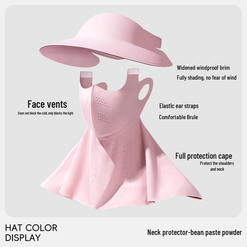 Women's Seamless Sun Protection Hat: Large Brim, Hollow Top for Cycling In Spring and Summer